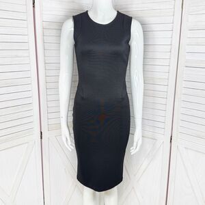 Zara Double Knit Sheath Bodycon Pencil Dress Black Small Sleeveless